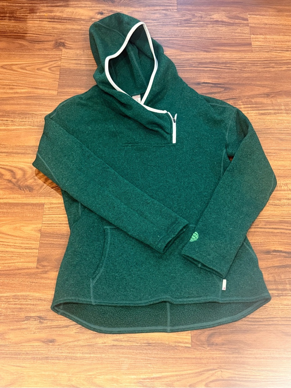 Stio Sweetwater Fleece Hoodie Women Size L Heather Green Pullover Sweatshirt